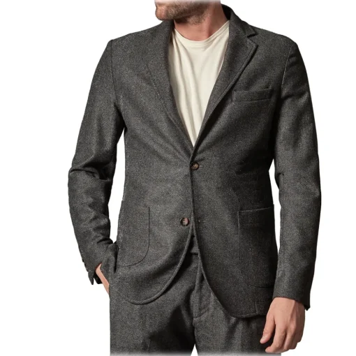 Cruna Jackets-- Chelsea Jacket in Herringbone Wool - 478 - Grey - Handmade in Italy - Luxury High Quality Jacket - Avvenice