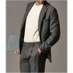 Cruna Jackets-- Chelsea Jacket in Herringbone Wool - 478 - Grey - Handmade in Italy - Luxury High Quality Jacket - Avvenice