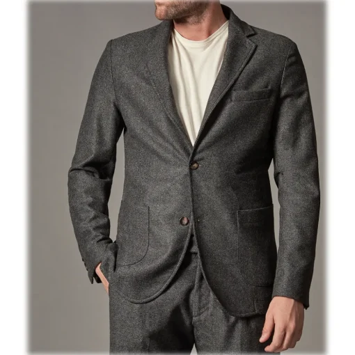 Cruna Jackets-- Chelsea Jacket in Herringbone Wool - 478 - Grey - Handmade in Italy - Luxury High Quality Jacket - Avvenice