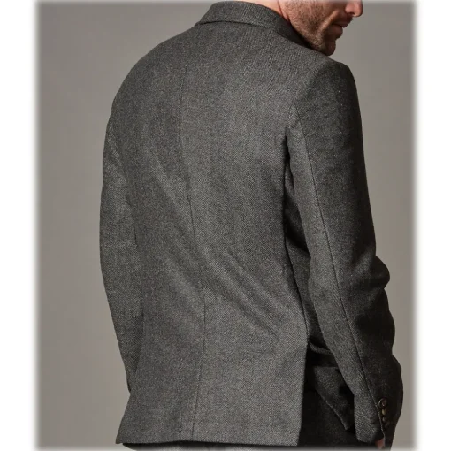 Cruna Jackets-- Chelsea Jacket in Herringbone Wool - 478 - Grey - Handmade in Italy - Luxury High Quality Jacket - Avvenice
