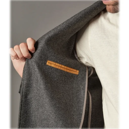 Cruna Jackets-- Chelsea Jacket in Herringbone Wool - 478 - Grey - Handmade in Italy - Luxury High Quality Jacket - Avvenice