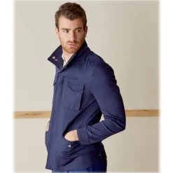 Cruna Jackets-- Cotton Field Jacket - 566 - Navy - Handmade in Italy - Luxury High Quality Jacket - Avvenice