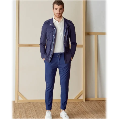 Cruna Jackets-- Cotton Field Jacket - 566 - Navy - Handmade in Italy - Luxury High Quality Jacket - Avvenice