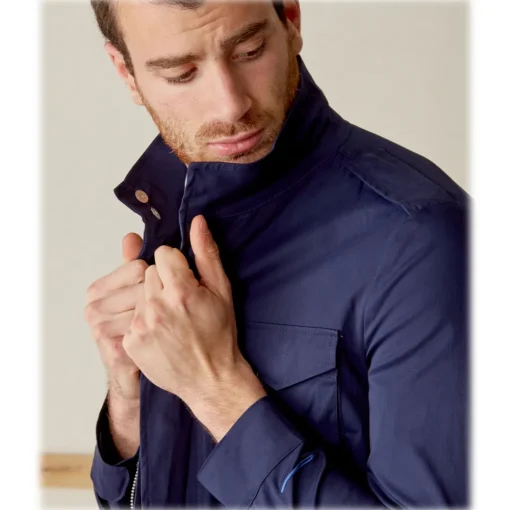 Cruna Jackets-- Cotton Field Jacket - 566 - Navy - Handmade in Italy - Luxury High Quality Jacket - Avvenice