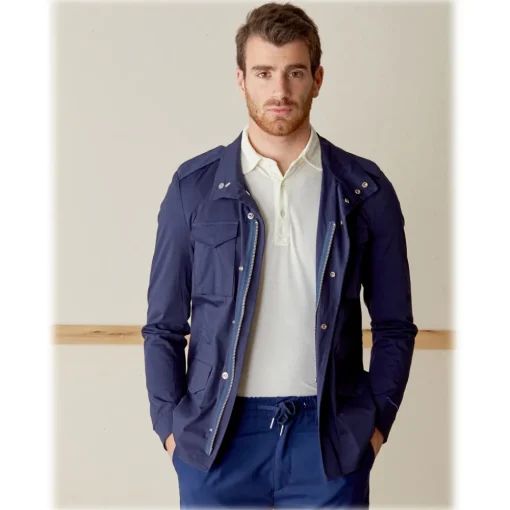 Cruna Jackets-- Cotton Field Jacket - 566 - Navy - Handmade in Italy - Luxury High Quality Jacket - Avvenice