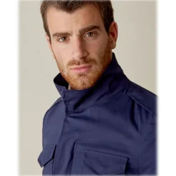 Cruna Jackets-- Cotton Field Jacket - 566 - Navy - Handmade in Italy - Luxury High Quality Jacket - Avvenice