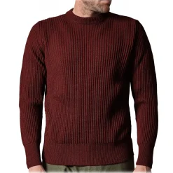Cruna Knitwears-- Crewneck Sweater in Wool - 657 - Borgogna Red - Handmade in Italy - Luxury High Quality Sweater - Avvenice