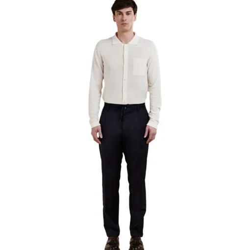 Cruna Trousers-- Mitte Trousers - 1516 - Night Blue - Handmade in Italy - Luxury High Quality Collection - Avvenice
