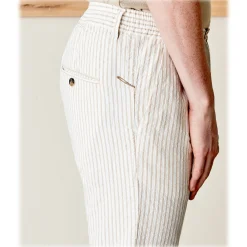 Cruna Trousers-- Mitte Trousers in Cotton - 533 - Beige - Handmade in Italy - Luxury High Quality Pants - Avvenice