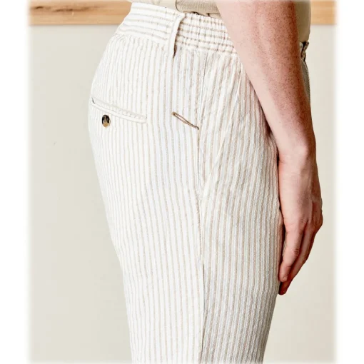 Cruna Trousers-- Mitte Trousers in Cotton - 533 - Beige - Handmade in Italy - Luxury High Quality Pants - Avvenice