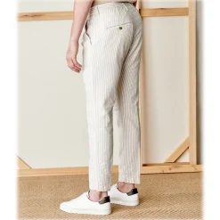 Cruna Trousers-- Mitte Trousers in Cotton - 533 - Beige - Handmade in Italy - Luxury High Quality Pants - Avvenice