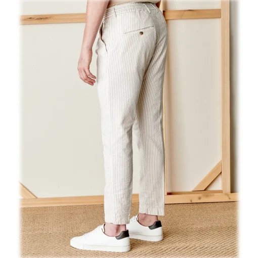 Cruna Trousers-- Mitte Trousers in Cotton - 533 - Beige - Handmade in Italy - Luxury High Quality Pants - Avvenice
