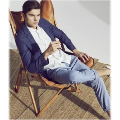 Cruna Trousers-- Mitte Trousers in Cotton - 528 - Royal - Handmade in Italy - Luxury High Quality Pants - Avvenice