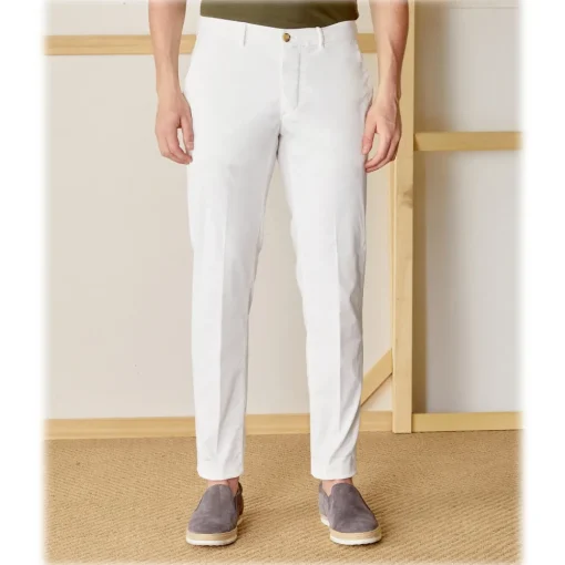 Cruna Trousers-- New Town Trousers in Cotton - 522 - Off White - Handmade in Italy - Luxury High Quality Pants - Avvenice