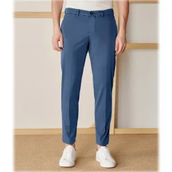 Cruna Trousers-- New Town Trousers in Cotton - 520 - Avio - Handmade in Italy - Luxury High Quality Pants - Avvenice