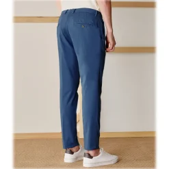 Cruna Trousers-- New Town Trousers in Cotton - 520 - Avio - Handmade in Italy - Luxury High Quality Pants - Avvenice