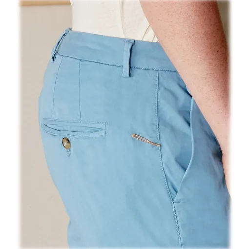 Cruna Trousers-- New Town Trousers in Cotton - 520 - Light Blue - Handmade in Italy - Luxury High Quality Pants - Avvenice