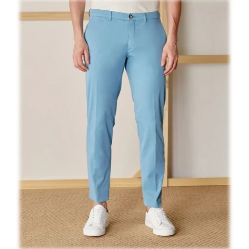 Cruna Trousers-- New Town Trousers in Cotton - 520 - Light Blue - Handmade in Italy - Luxury High Quality Pants - Avvenice