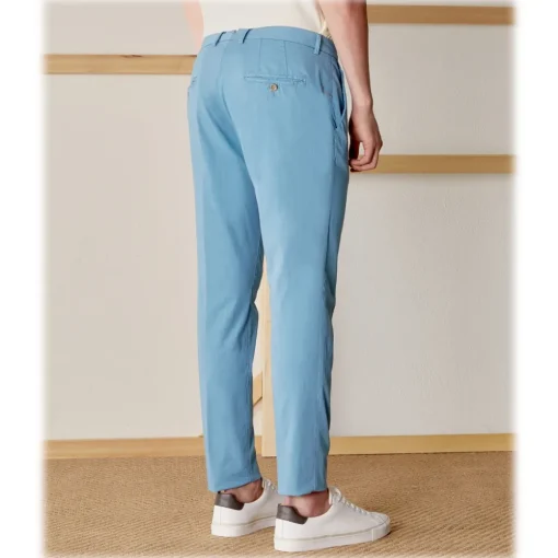 Cruna Trousers-- New Town Trousers in Cotton - 520 - Light Blue - Handmade in Italy - Luxury High Quality Pants - Avvenice