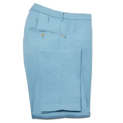 Cruna Trousers-- New Town Trousers in Cotton - 520 - Light Blue - Handmade in Italy - Luxury High Quality Pants - Avvenice