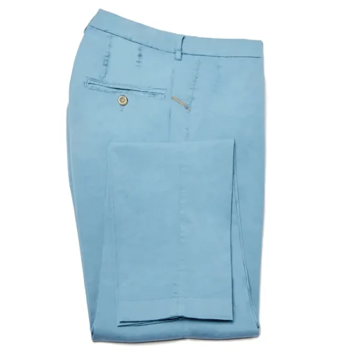 Cruna Trousers-- New Town Trousers in Cotton - 520 - Light Blue - Handmade in Italy - Luxury High Quality Pants - Avvenice