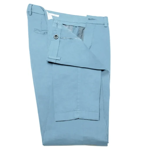 Cruna Trousers-- New Town Trousers in Cotton - 520 - Light Blue - Handmade in Italy - Luxury High Quality Pants - Avvenice