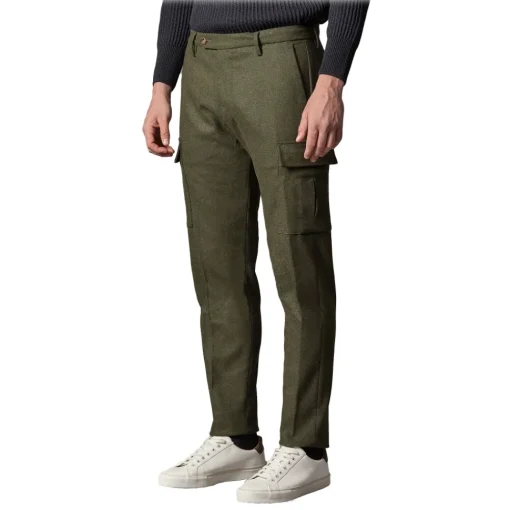 Cruna Trousers-- Raval Cargo Wool Trousers - 476 - Army - Handmade in Italy - Luxury High Quality Pants - Avvenice