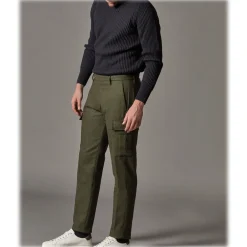Cruna Trousers-- Raval Cargo Wool Trousers - 476 - Army - Handmade in Italy - Luxury High Quality Pants - Avvenice