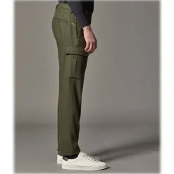 Cruna Trousers-- Raval Cargo Wool Trousers - 476 - Army - Handmade in Italy - Luxury High Quality Pants - Avvenice
