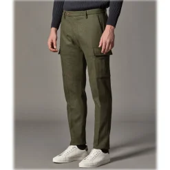 Cruna Trousers-- Raval Cargo Wool Trousers - 476 - Army - Handmade in Italy - Luxury High Quality Pants - Avvenice