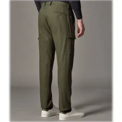 Cruna Trousers-- Raval Cargo Wool Trousers - 476 - Army - Handmade in Italy - Luxury High Quality Pants - Avvenice