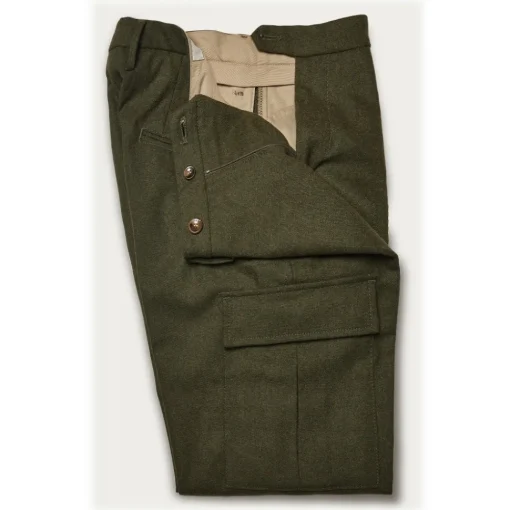 Cruna Trousers-- Raval Cargo Wool Trousers - 476 - Army - Handmade in Italy - Luxury High Quality Pants - Avvenice