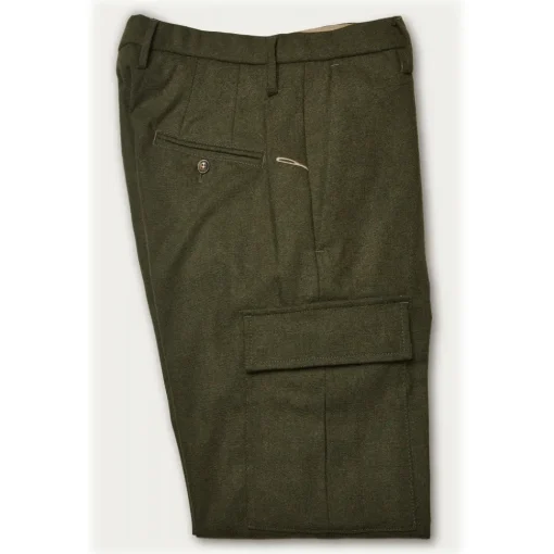 Cruna Trousers-- Raval Cargo Wool Trousers - 476 - Army - Handmade in Italy - Luxury High Quality Pants - Avvenice
