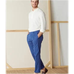 Cruna Trousers-- Raval Trousers in Cotton - 520 - Avio - Handmade in Italy - Luxury High Quality Pants - Avvenice