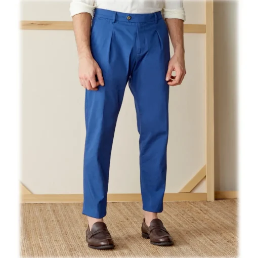 Cruna Trousers-- Raval Trousers in Cotton - 520 - Avio - Handmade in Italy - Luxury High Quality Pants - Avvenice