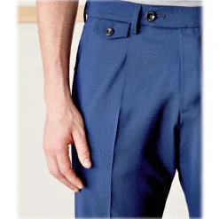 Cruna Trousers-- Raval Trousers in Fresh Wool - 560 - Navy - Handmade in Italy - Luxury High Quality Pants - Avvenice