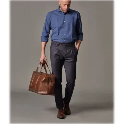 Cruna Trousers-- Raval Trousers in Wool Flannel - 628 - Night Blue - Handmade in Italy - Luxury High Quality Pants - Avvenice