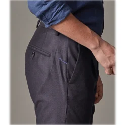 Cruna Trousers-- Raval Trousers in Wool Flannel - 628 - Night Blue - Handmade in Italy - Luxury High Quality Pants - Avvenice