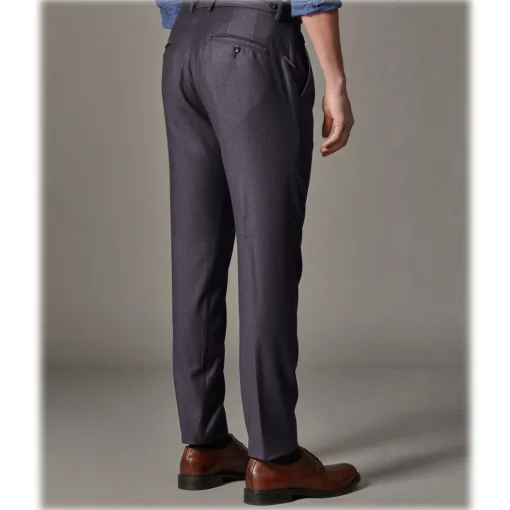 Cruna Trousers-- Raval Trousers in Wool Flannel - 628 - Night Blue - Handmade in Italy - Luxury High Quality Pants - Avvenice
