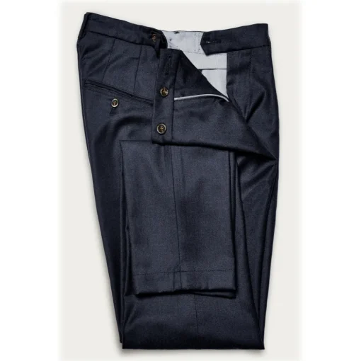 Cruna Trousers-- Raval Trousers in Wool Flannel - 628 - Night Blue - Handmade in Italy - Luxury High Quality Pants - Avvenice