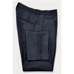 Cruna Trousers-- Raval Trousers in Wool Flannel - 628 - Night Blue - Handmade in Italy - Luxury High Quality Pants - Avvenice