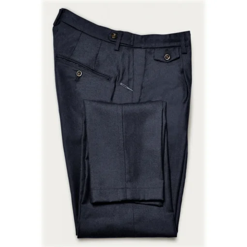 Cruna Trousers-- Raval Trousers in Wool Flannel - 628 - Night Blue - Handmade in Italy - Luxury High Quality Pants - Avvenice