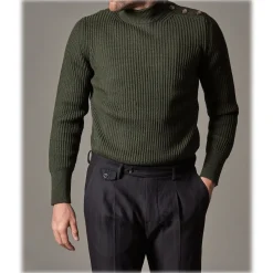 Cruna Trousers-- Raval Trousers in Wool and Cotton - 623 - Night Blue - Handmade in Italy - Luxury High Quality Pants - Avvenice