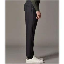 Cruna Trousers-- Raval Trousers in Wool and Cotton - 623 - Night Blue - Handmade in Italy - Luxury High Quality Pants - Avvenice