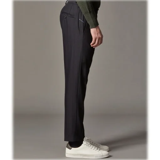 Cruna Trousers-- Raval Trousers in Wool and Cotton - 623 - Night Blue - Handmade in Italy - Luxury High Quality Pants - Avvenice