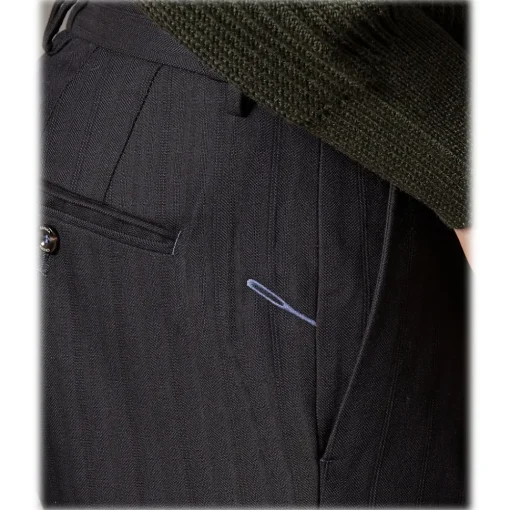 Cruna Trousers-- Raval Trousers in Wool and Cotton - 623 - Night Blue - Handmade in Italy - Luxury High Quality Pants - Avvenice