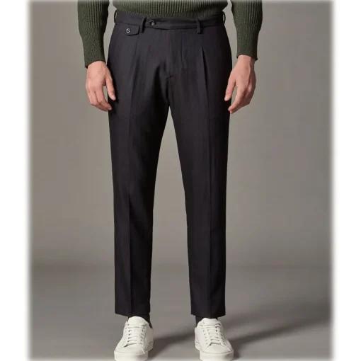 Cruna Trousers-- Raval Trousers in Wool and Cotton - 623 - Night Blue - Handmade in Italy - Luxury High Quality Pants - Avvenice
