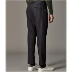 Cruna Trousers-- Raval Trousers in Wool and Cotton - 623 - Night Blue - Handmade in Italy - Luxury High Quality Pants - Avvenice