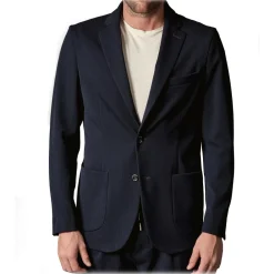 Cruna Jackets-- Technical Wool Chelsea Jacket - 648 - Night Blue - Handmade in Italy - Luxury High Quality Jacket - Avvenice