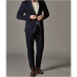 Cruna Jackets-- Technical Wool Chelsea Jacket - 648 - Night Blue - Handmade in Italy - Luxury High Quality Jacket - Avvenice